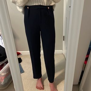 Womens tooshop navy blue pants with gold accent buttons, great for work